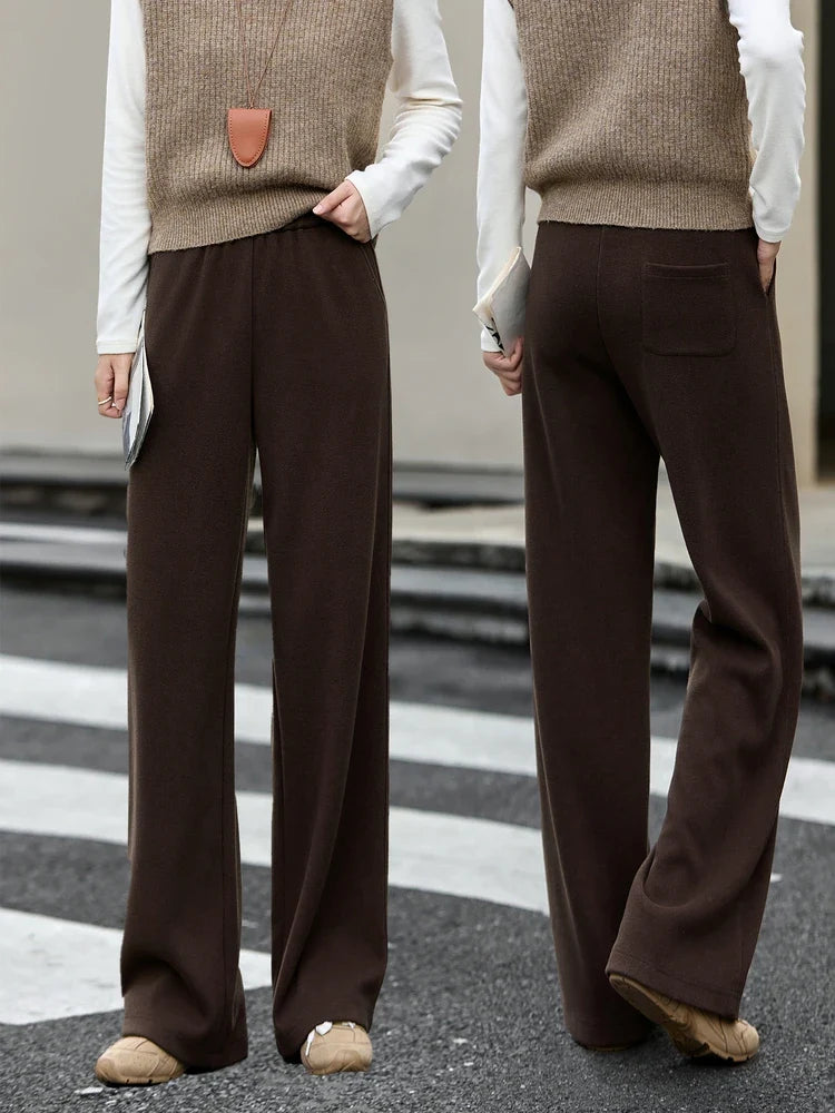 Draped Straight-Leg Knit Trousers