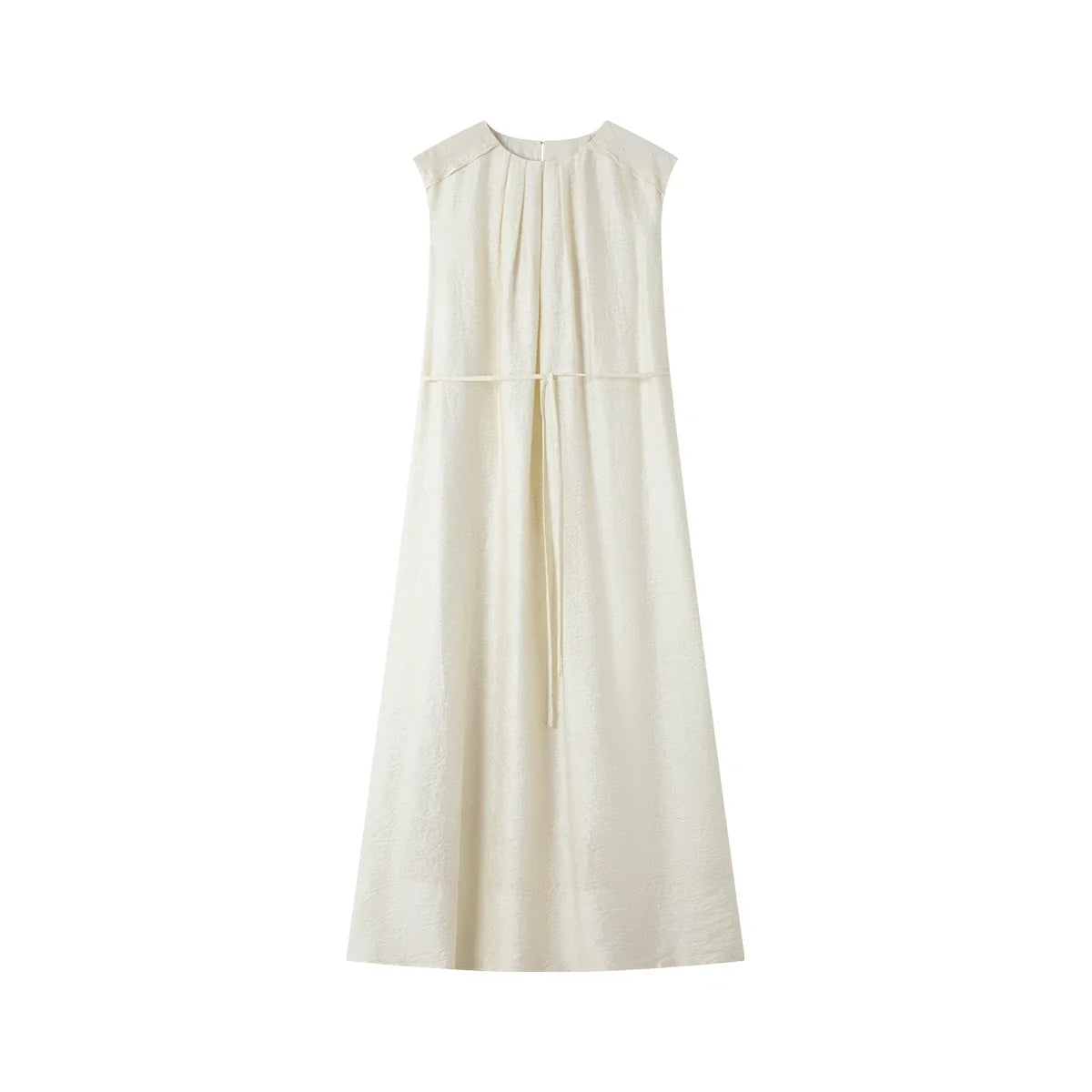 Sleeveless Pleated Shift Midi Dress