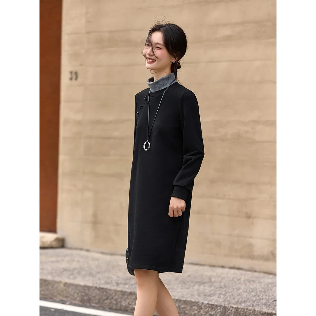 Layered Turtleneck Shift Dress