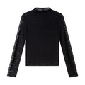Lace-Sleeve Mock-Neck Top