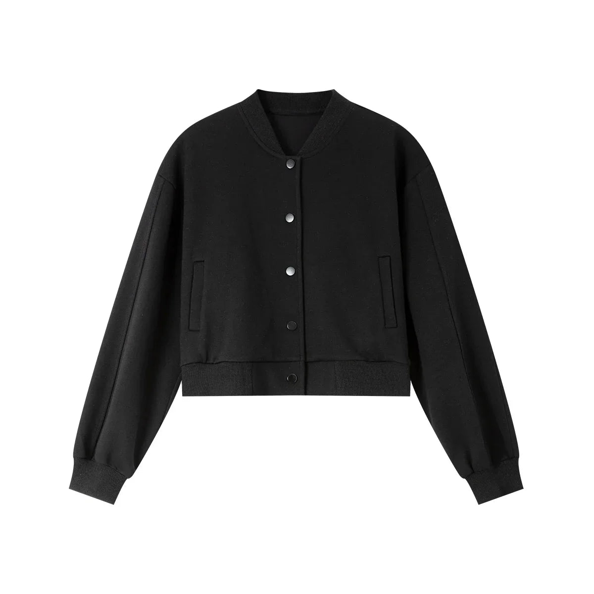 Zip-Front Cropped Bomber Jacket