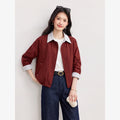 Contrast-Collar Cropped Jacket