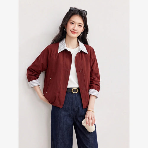 Contrast-Collar Cropped Jacket