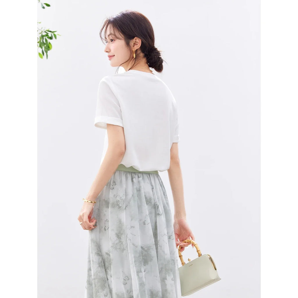 Asymmetric Frog-Button Short-Sleeve Tee