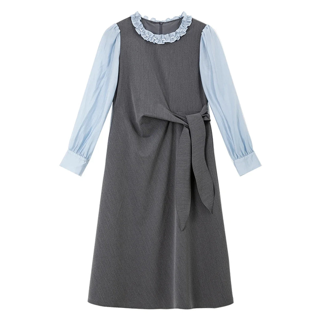 Bow-Waist Layered Midi Dress