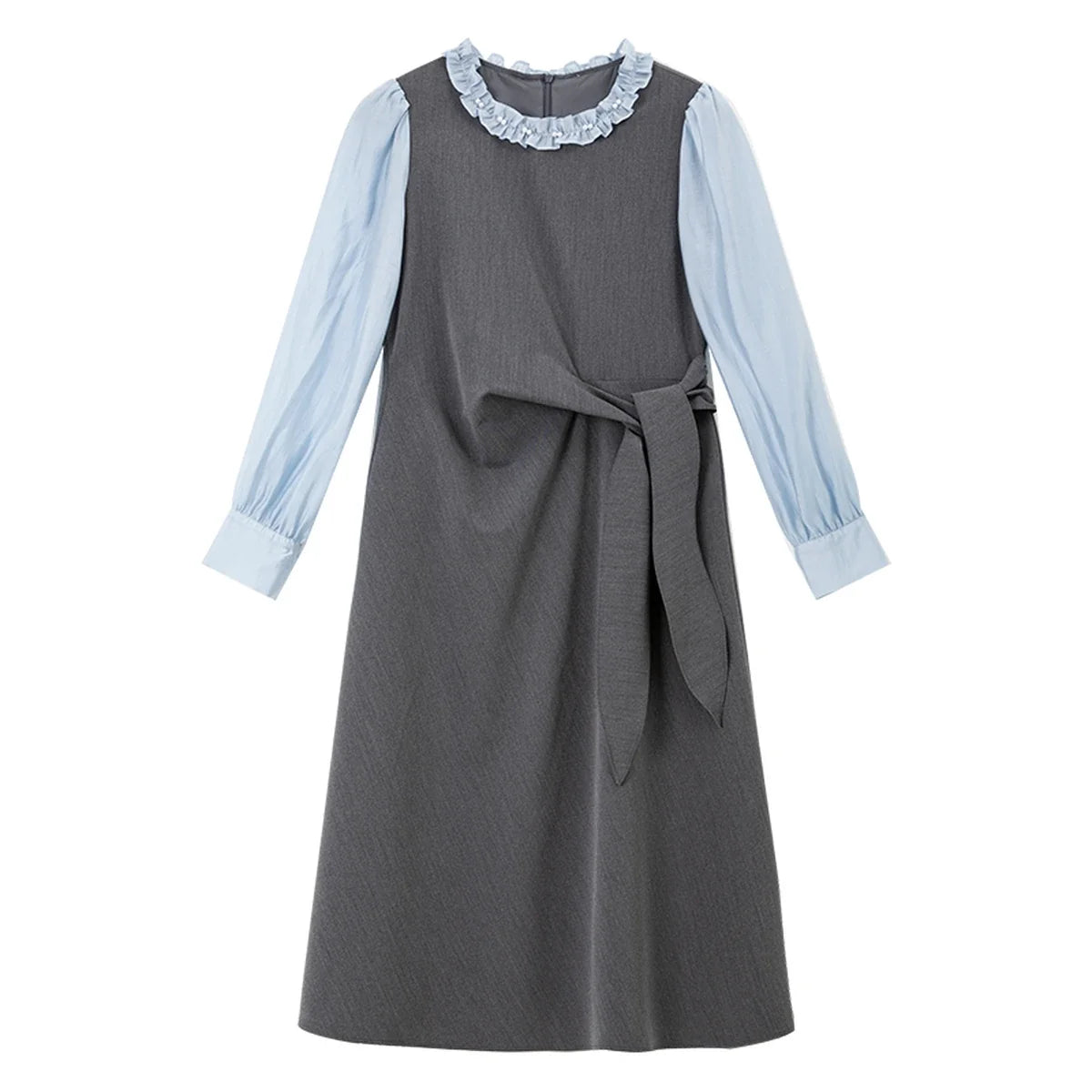 Bow-Waist Layered Midi Dress