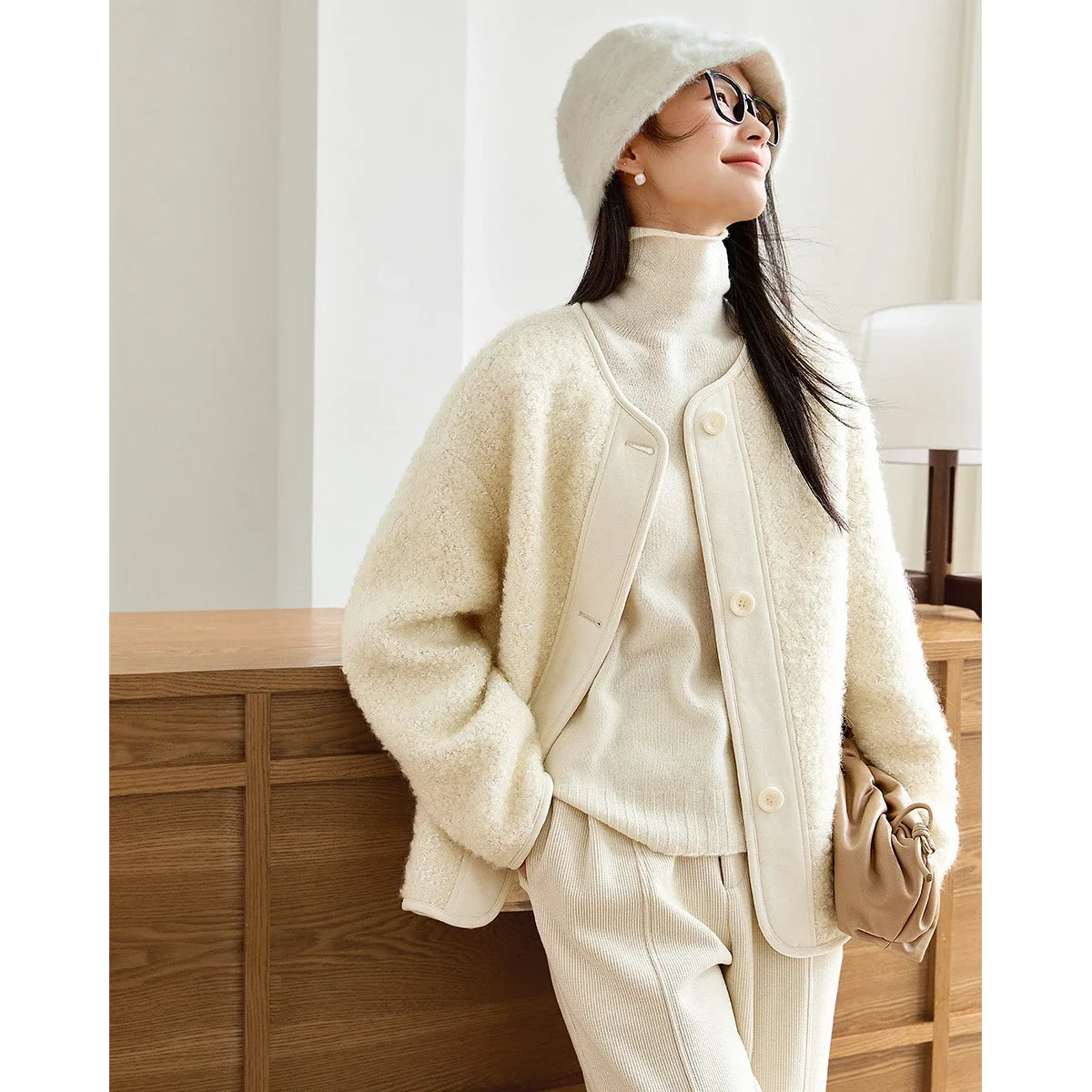 Textured Collarless Padded Jacket