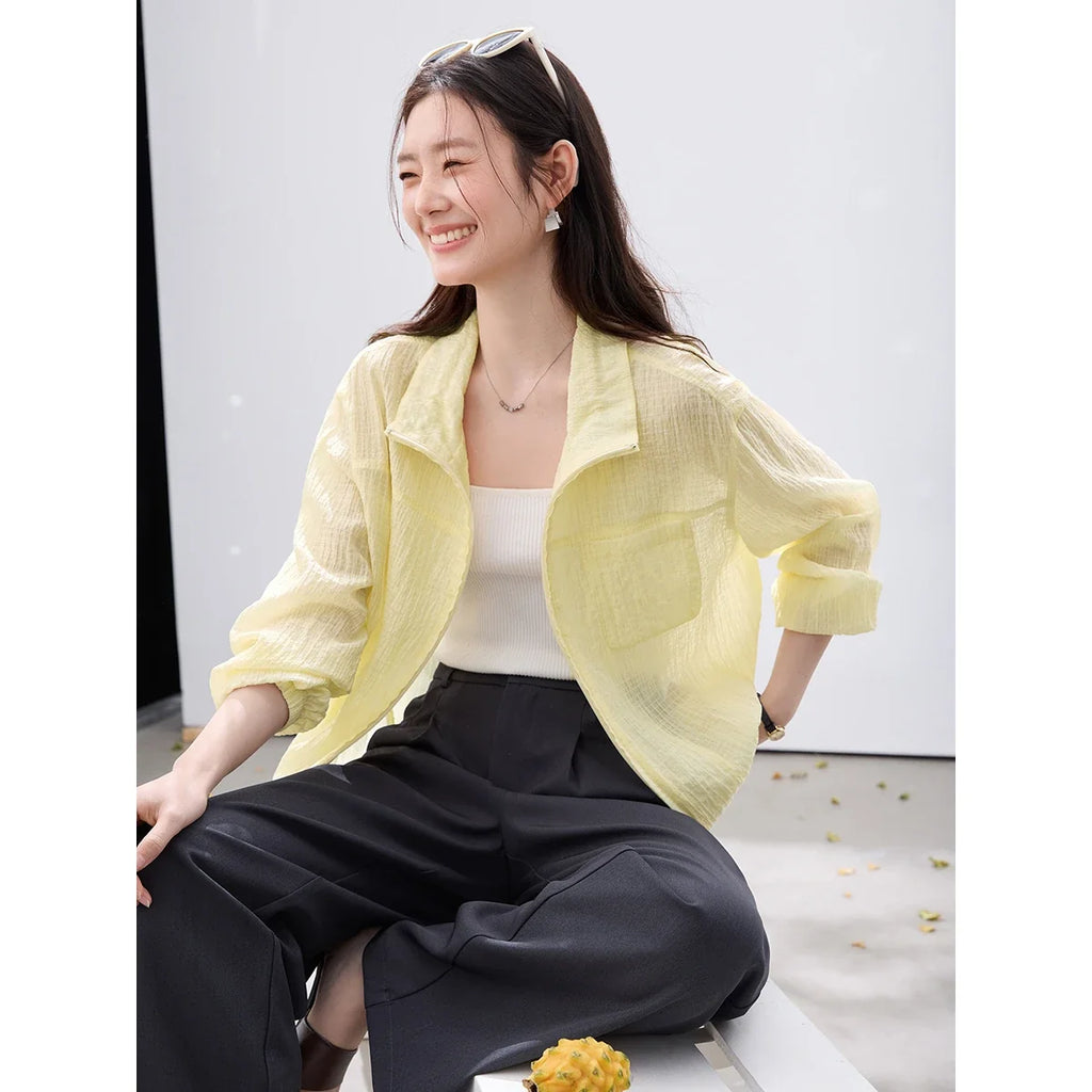 Zip-Front Lightweight Cropped Jacket