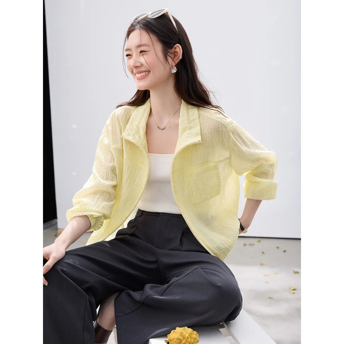 Zip-Front Lightweight Cropped Jacket