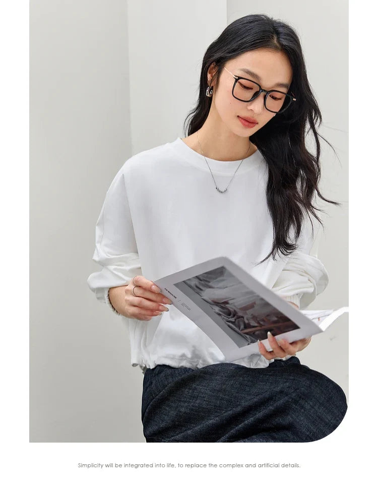 Drawstring-Hem Crew-Neck Sweatshirt