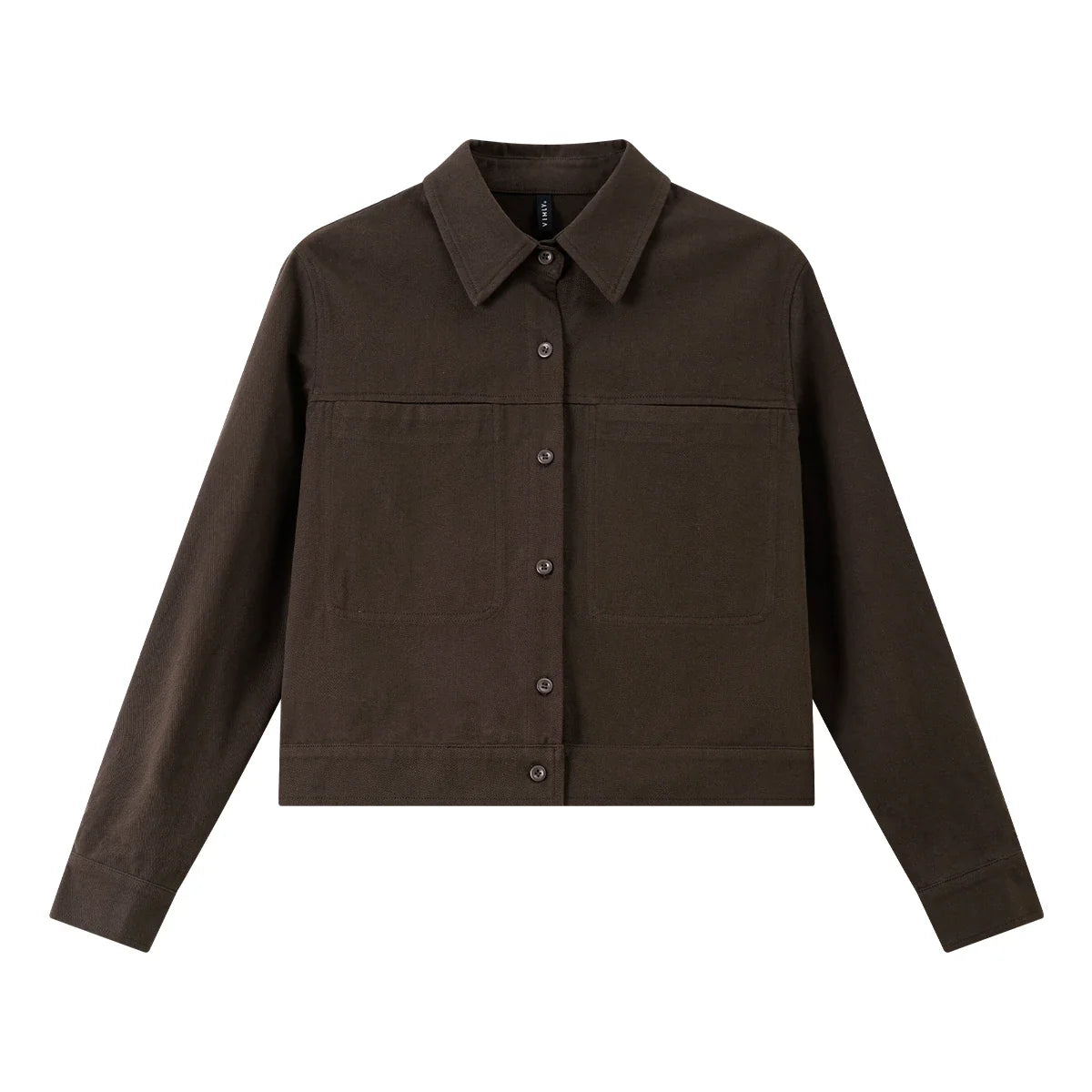 Button-Front Cropped Shirt Jacket