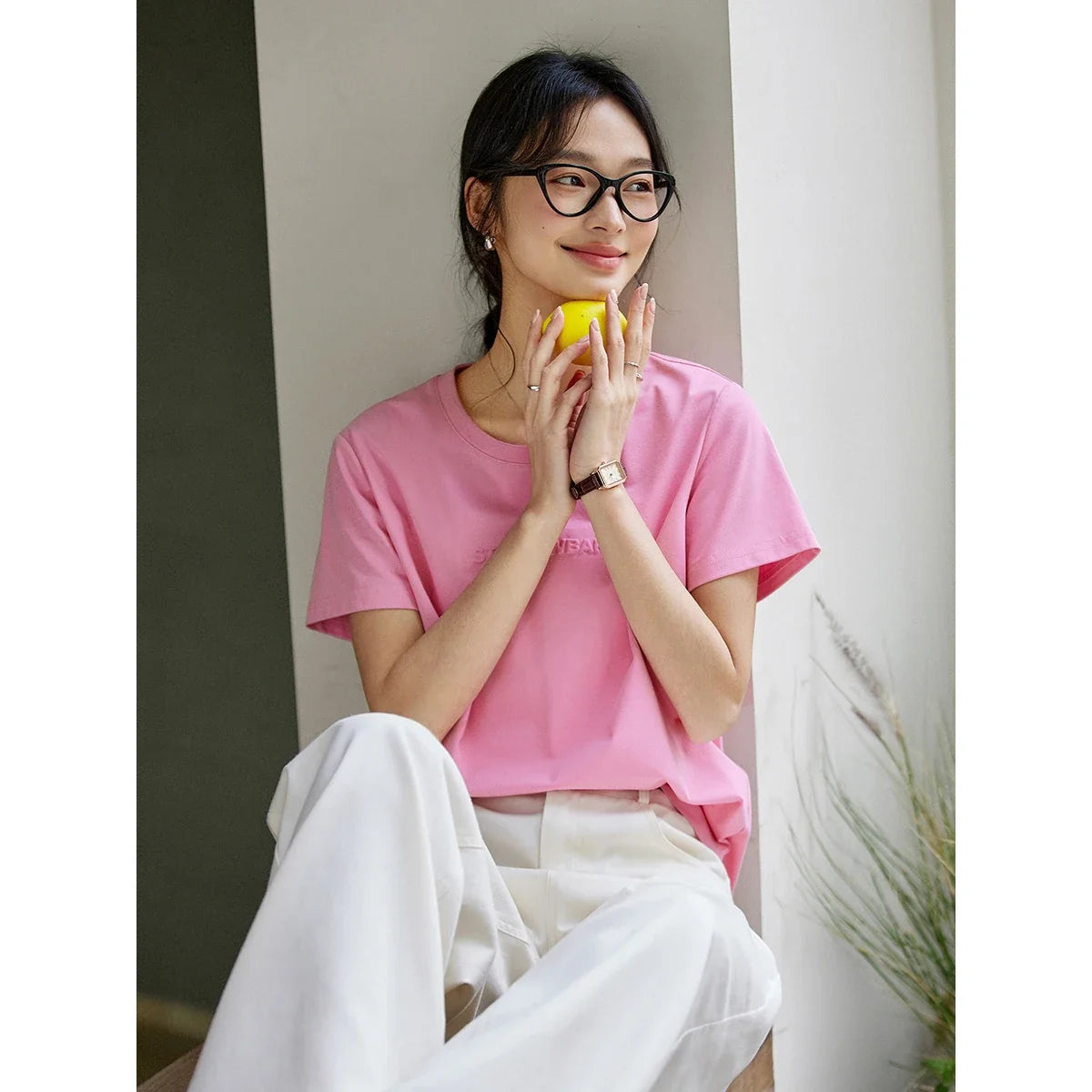 Letter-Print Crew-Neck Tee