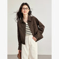 Button-Front Cropped Shirt Jacket