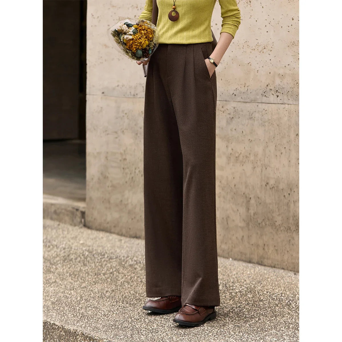 Side-Zip Wide-Leg Trousers